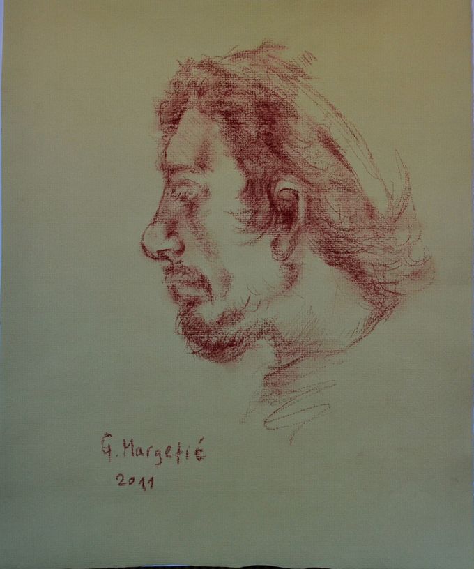 Goran Margetic, Der junge Priester 2011, rote Kreide auf Papier, 28x24 cm (Copyright: freigegeben)