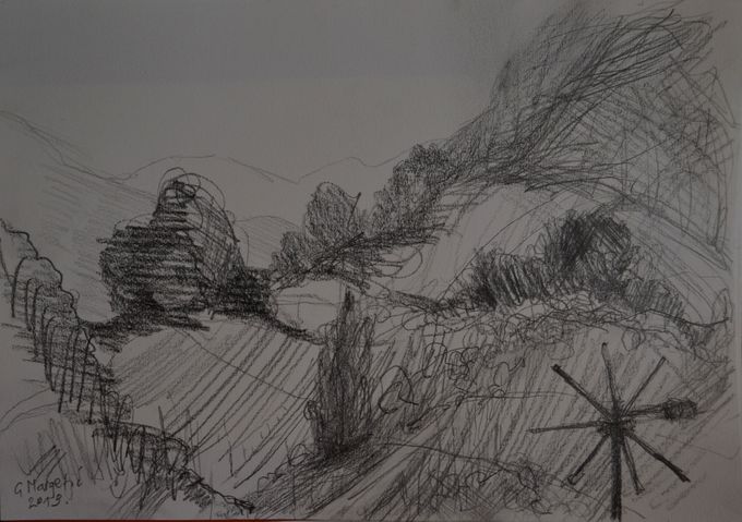 Goran Margetic, Die Struktur einer Landschaft (Steiermark), 2019. Bleistift auf Papier