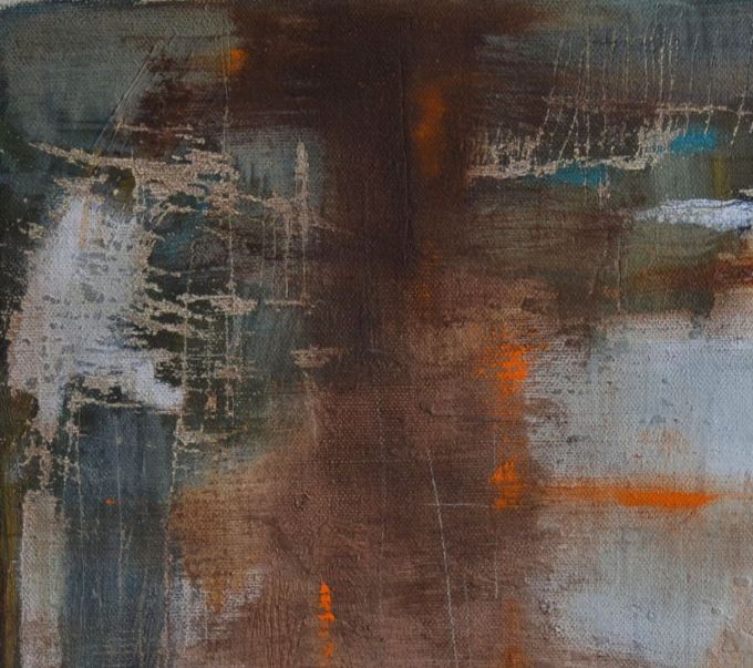 Goran Margetic, Labyrinth, 2021. egg tempera, oil colors and resin colors on canvas, 40x44 cm 